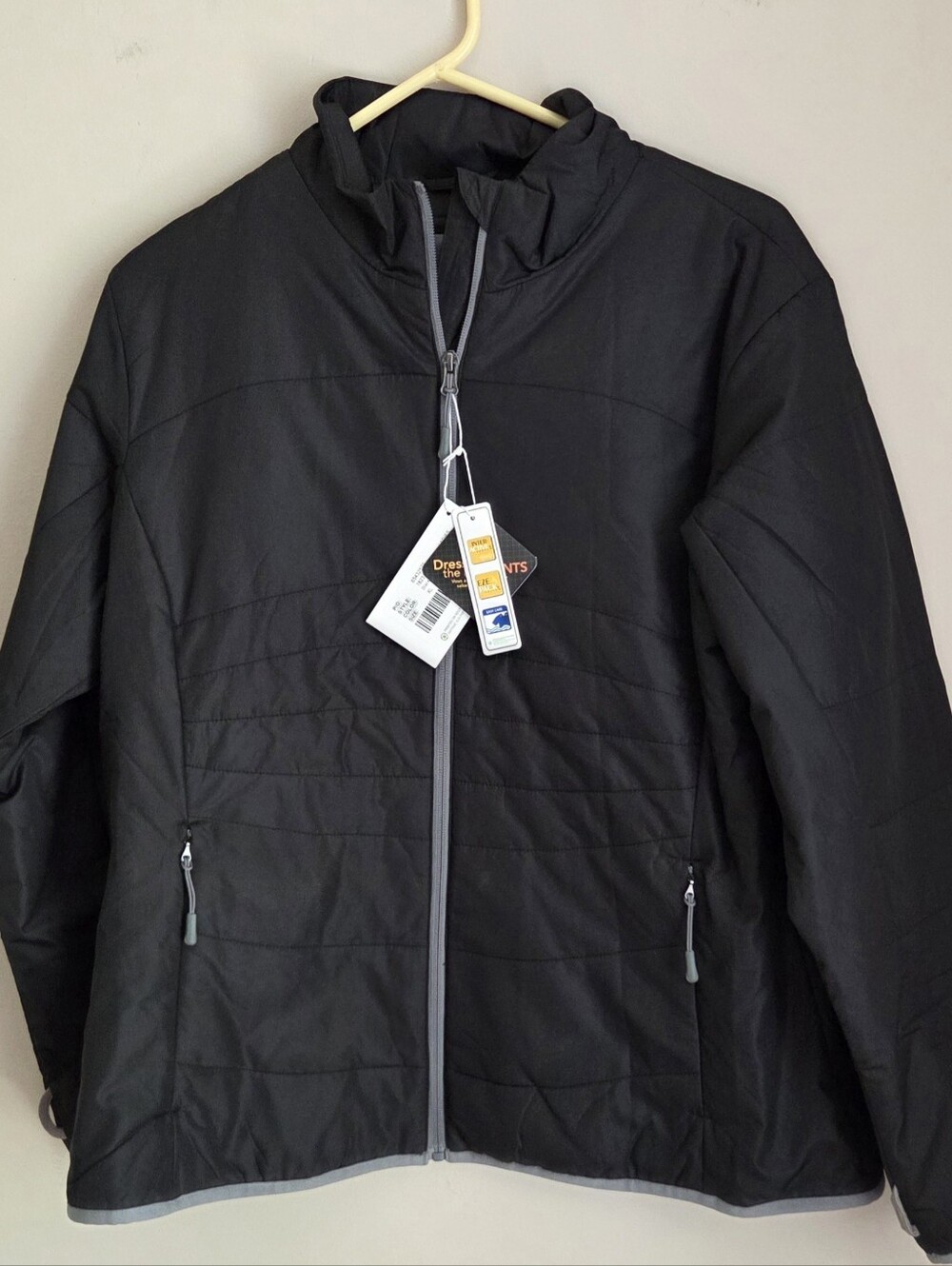 New North End Black & Graphite Packable Insulated Jacket & Pouch Womens XL